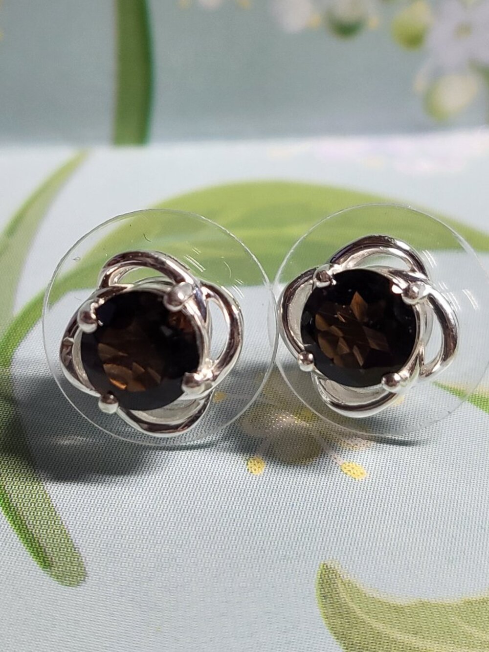 Brazilian Smoky Quartz Sterling Silver Stud Earrings